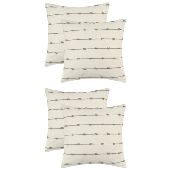 Unique Bargains 4 Pcs Striped Boho Pillow Covers Modern Square Neutral Decorative Cushion Brown 16" x 16"