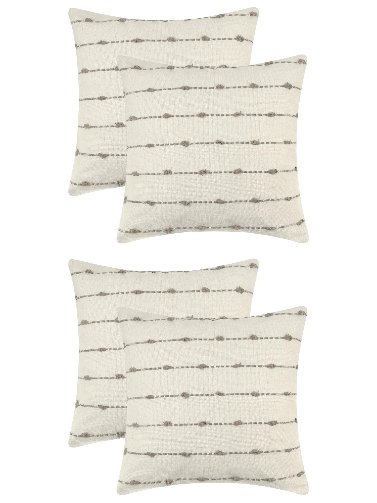 Unique Bargains 4 Pcs Striped Boho Pillow Covers Modern Square Neutral Decorative Cushion Brown 18" x 18"