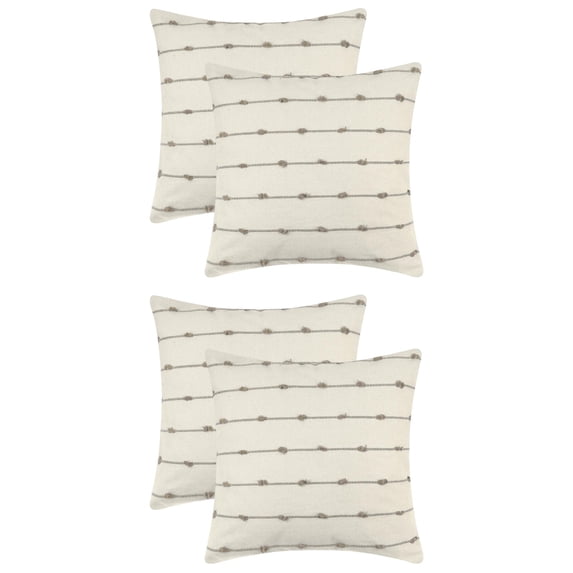 Unique Bargains 4 Pcs Striped Boho Pillow Covers Modern Square Neutral Decorative Cushion Brown 20" x 20"