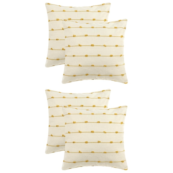 Unique Bargains 4 Pcs Striped Boho Pillow Covers Modern Square Neutral Decorative Cushion Yellow 16" x 16"