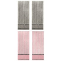 Unique Bargains 4 Pcs Striped Cotton Bathroom Hand Towels 13 x 29 Inch Pink/Grey