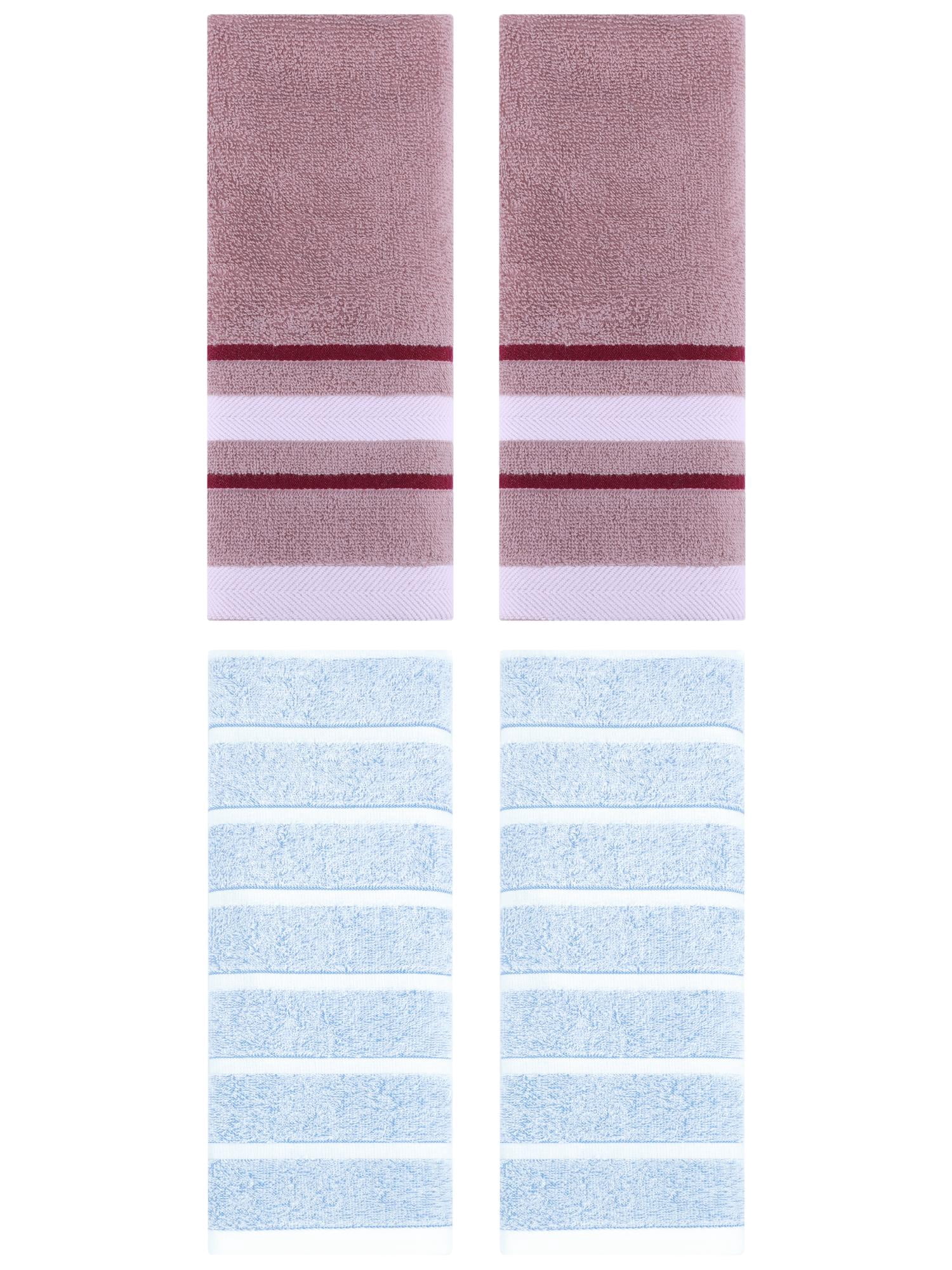 Unique Bargains 4 Pcs Striped Hand Towel 13 x 29 Inch Blue/Purple