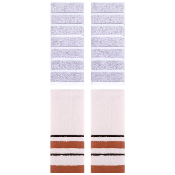 Unique Bargains 4 Pcs Striped Hand Towel 13 x 29 Inch Light Purple/Beige