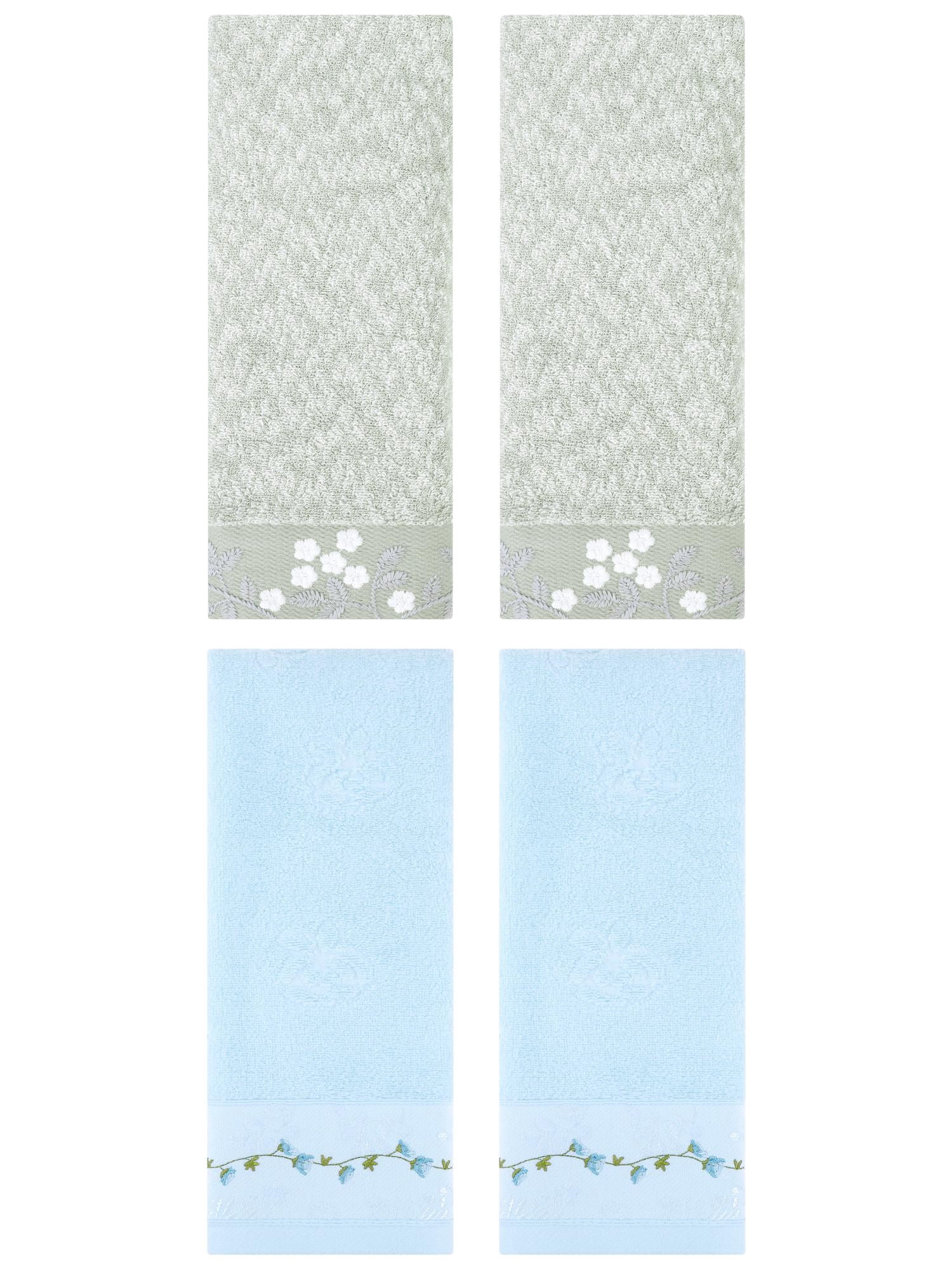 Unique Bargains 4 Pcs Striped Hand Towel Decor Light Brown/Beige 14" x 30"/13" x 29"