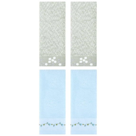 Unique Bargains 4 Pcs Striped Hand Towel Decor Light Brown/Beige 14" x 30"/13" x 29"