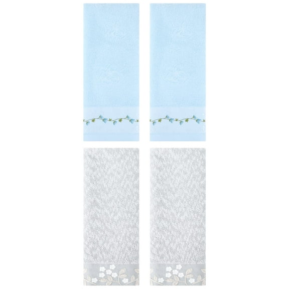 Unique Bargains 4 Pcs Striped Hand Towel Decor Light Brown/Brown 14" x 30"/13" x 29"