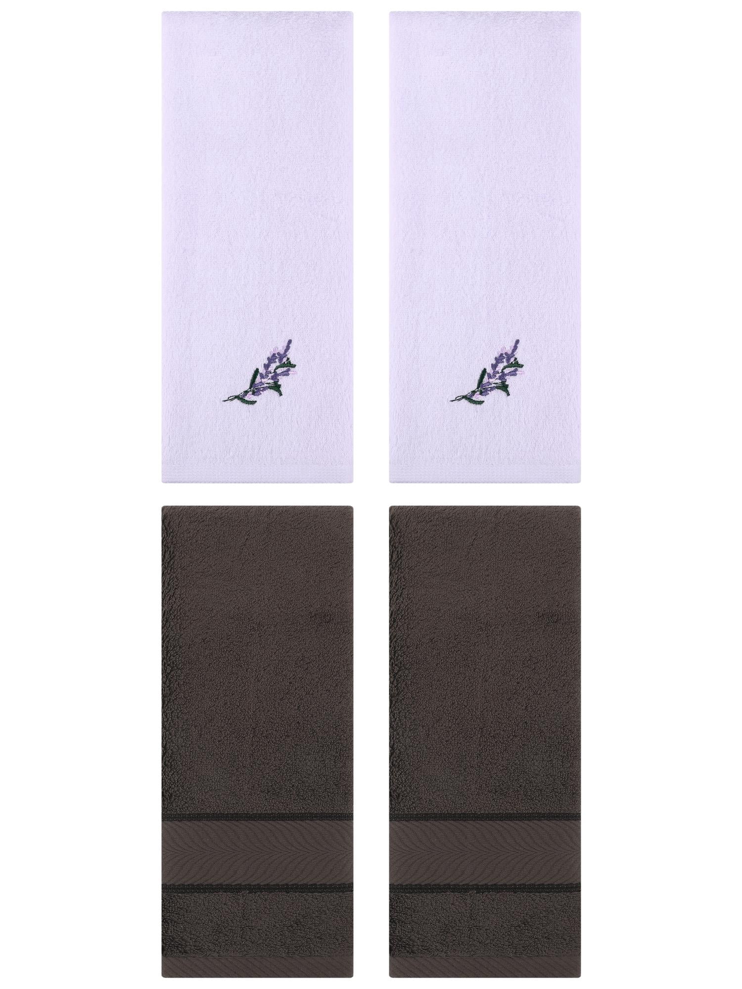 Unique Bargains 4 Pcs Striped Hand Towel Set Dark Brown/Purple 14" x 30"/13" x 29"