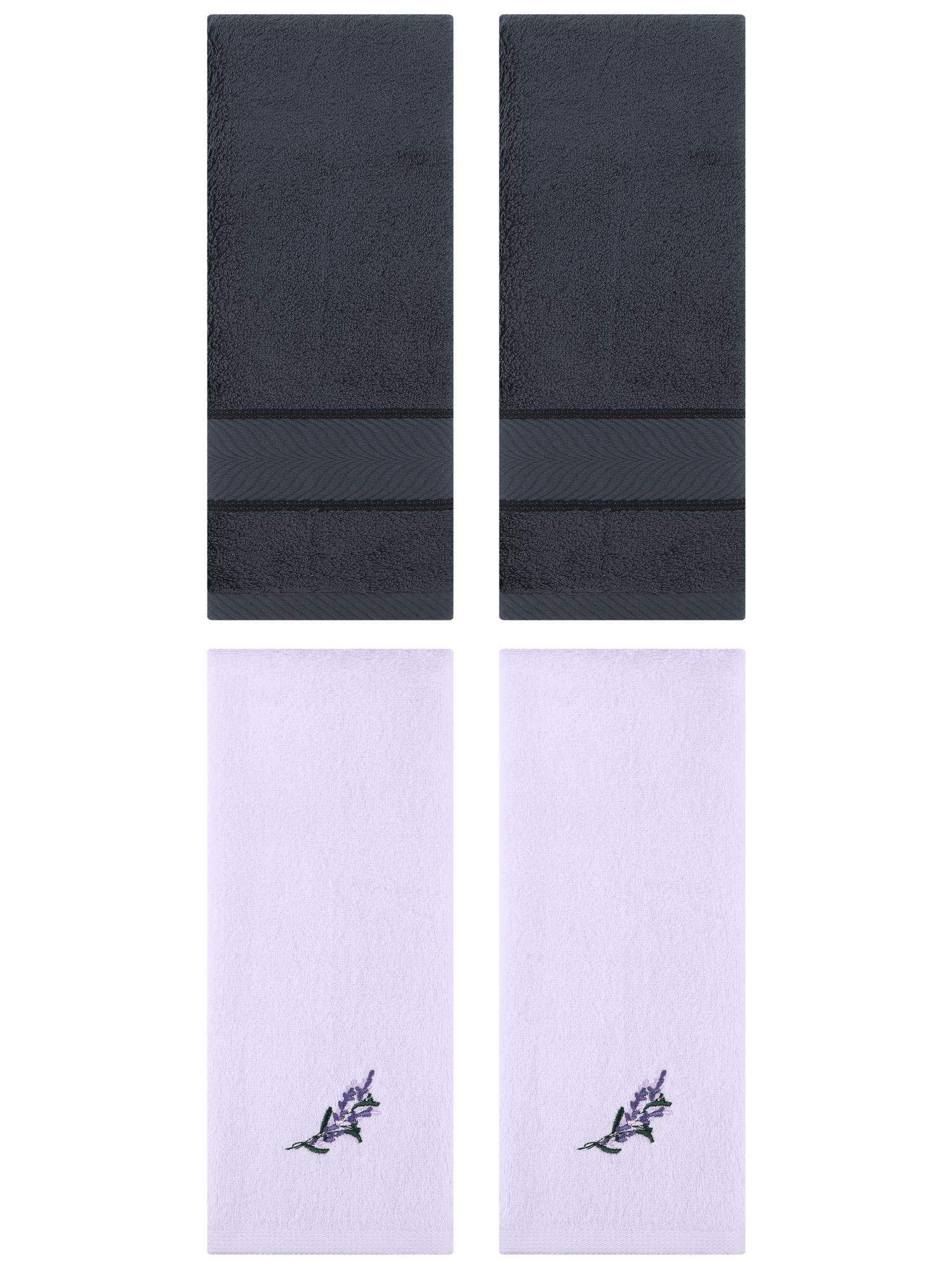 Unique Bargains 4 Pcs Striped Hand Towel Set Dark Grey/Purple 14" x 30"/13" x 29"