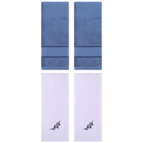 Unique Bargains 4 Pcs Striped Hand Towel Set Light Blue/Purple 14" x 30"/13" x 29"