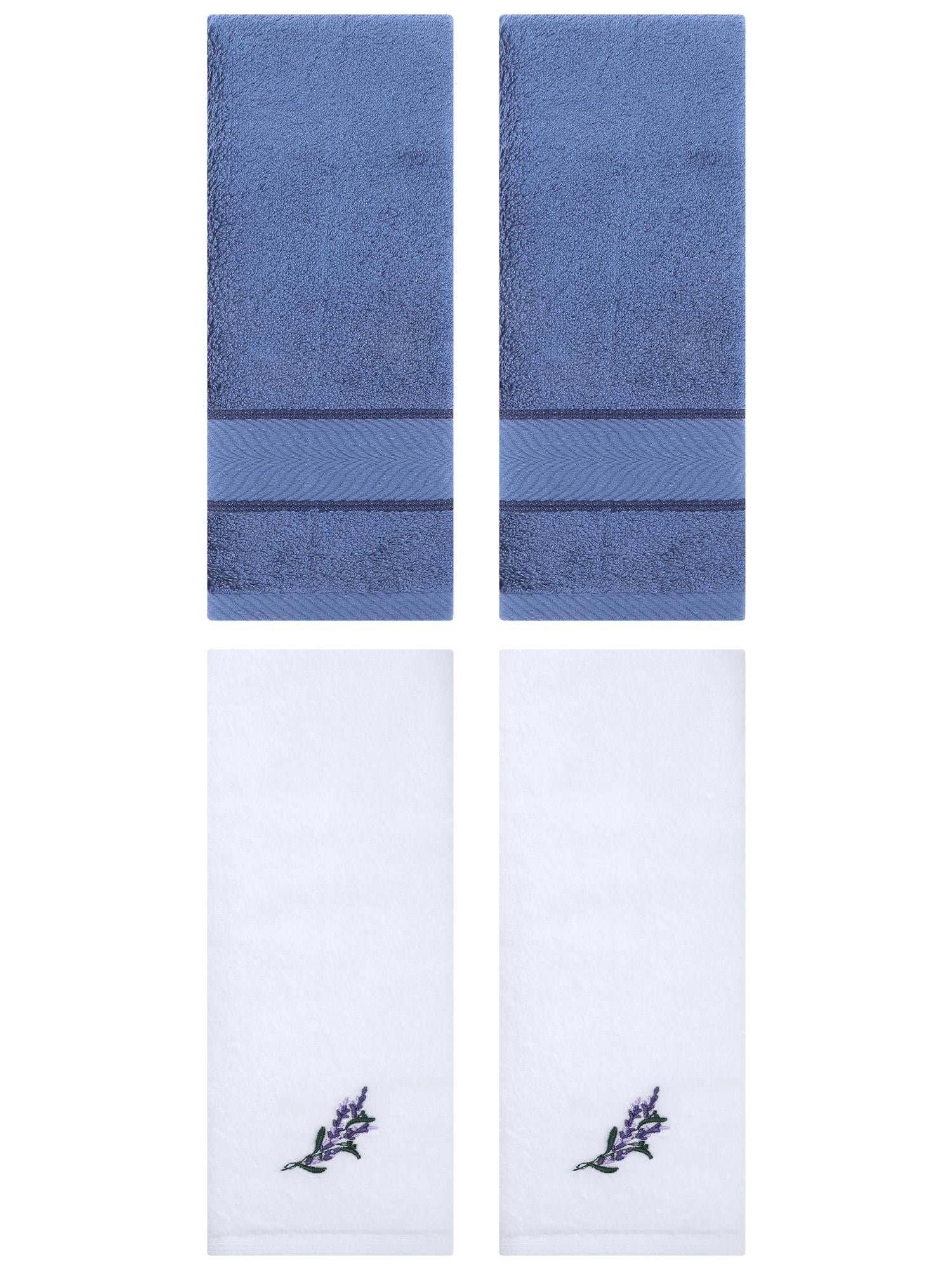 Unique Bargains 4 Pcs Striped Hand Towel Set Light Blue/White 14" x 30"/13" x 29"