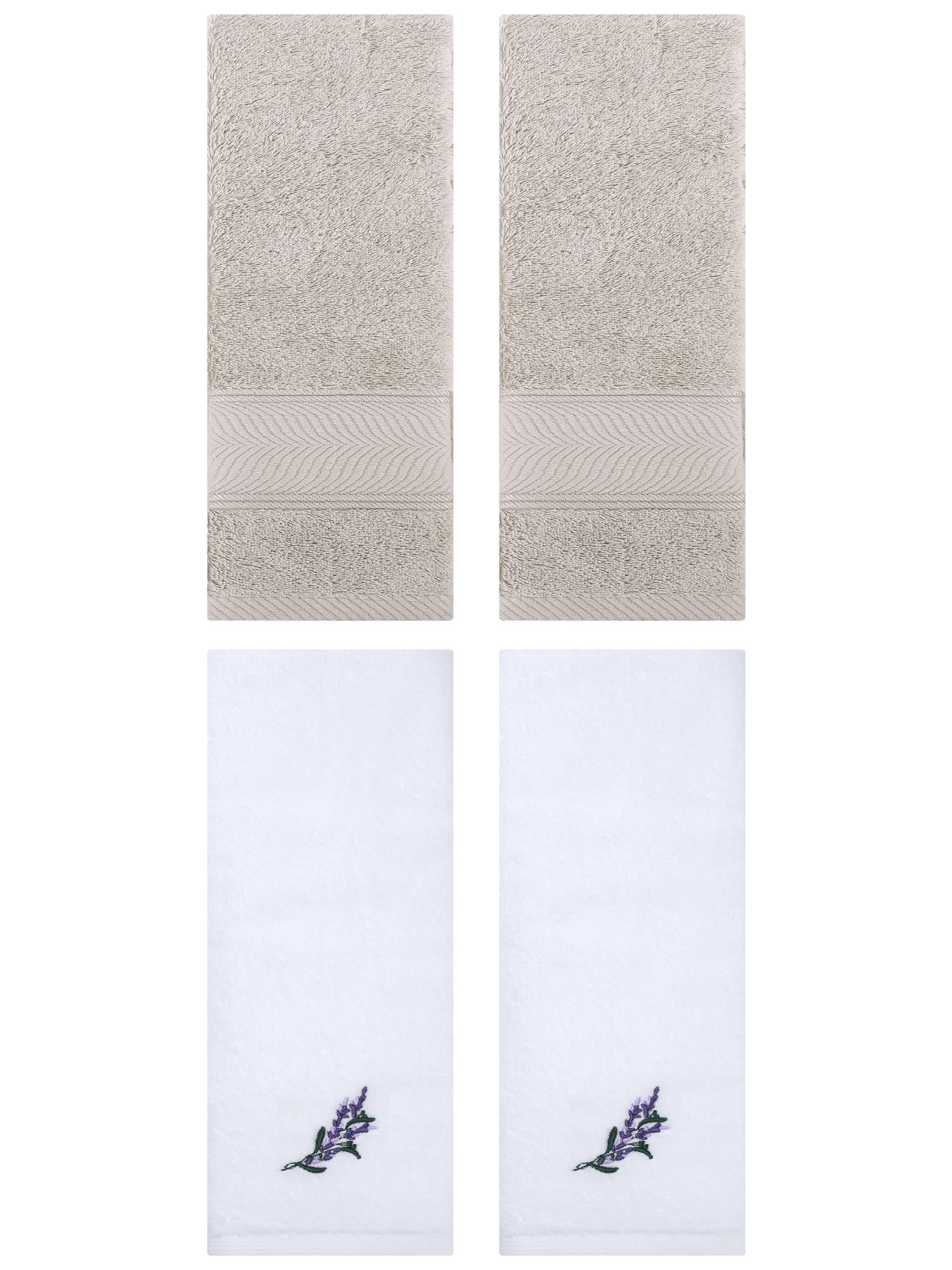 Unique Bargains 4 Pcs Striped Hand Towel Set Light Brown/White 14" x 30"/13" x 29"