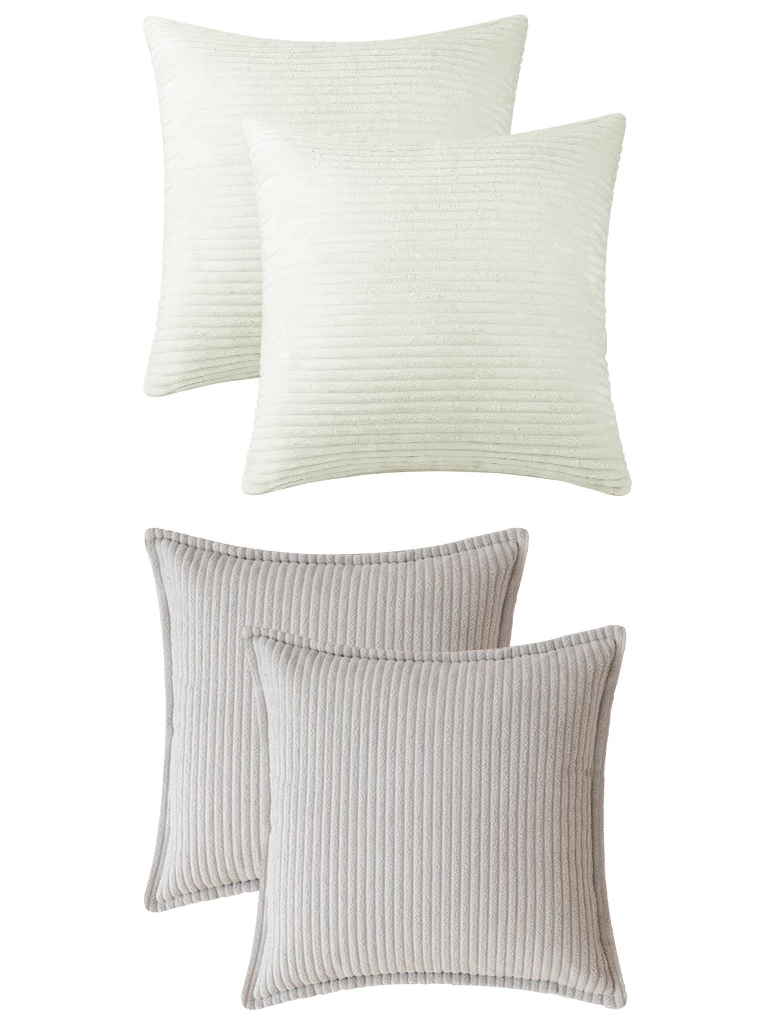 Unique Bargains 4 Pcs Striped Modern Couch Sofa Pillow Covers Beige/Light Grey