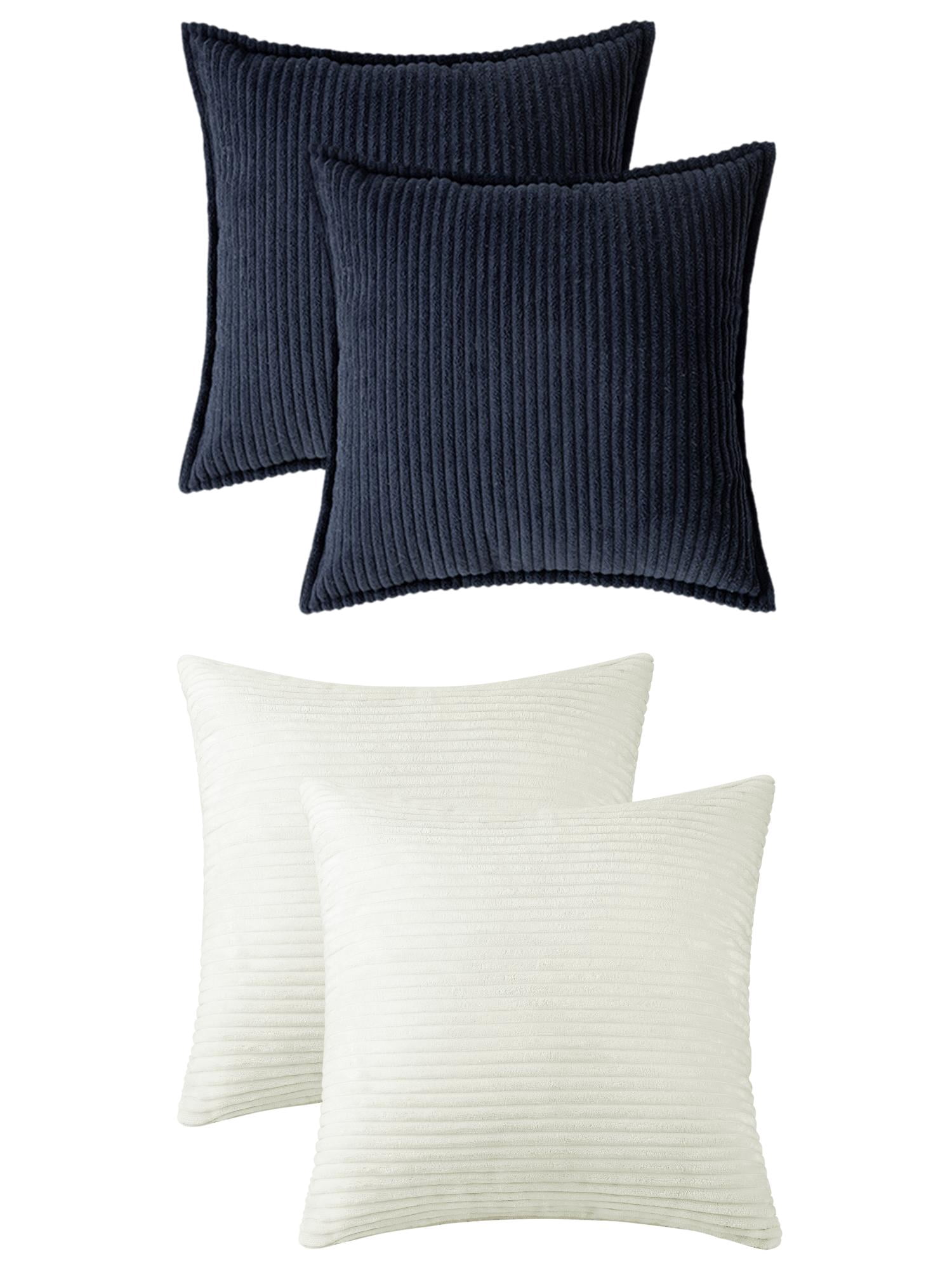 Unique Bargains 4 Pcs Striped Modern Couch Sofa Pillow Covers Beige/Navy Blue