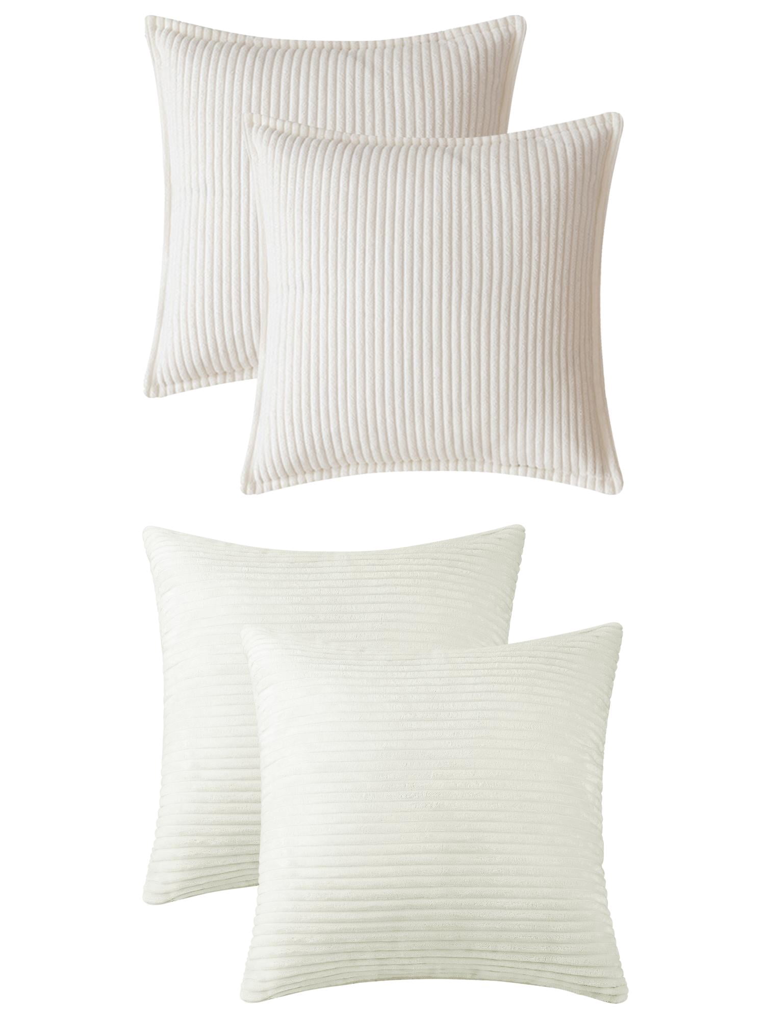 Unique Bargains 4 Pcs Striped Modern Couch Sofa Pillow Covers Beige/White