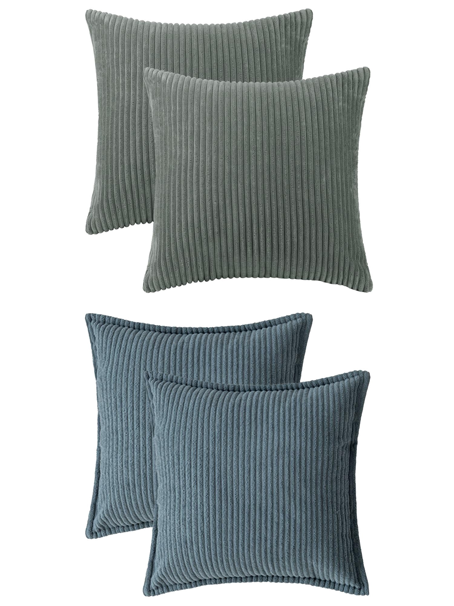 Unique Bargains 4 Pcs Striped Modern Couch Sofa Pillow Covers Grey/Dark Blue