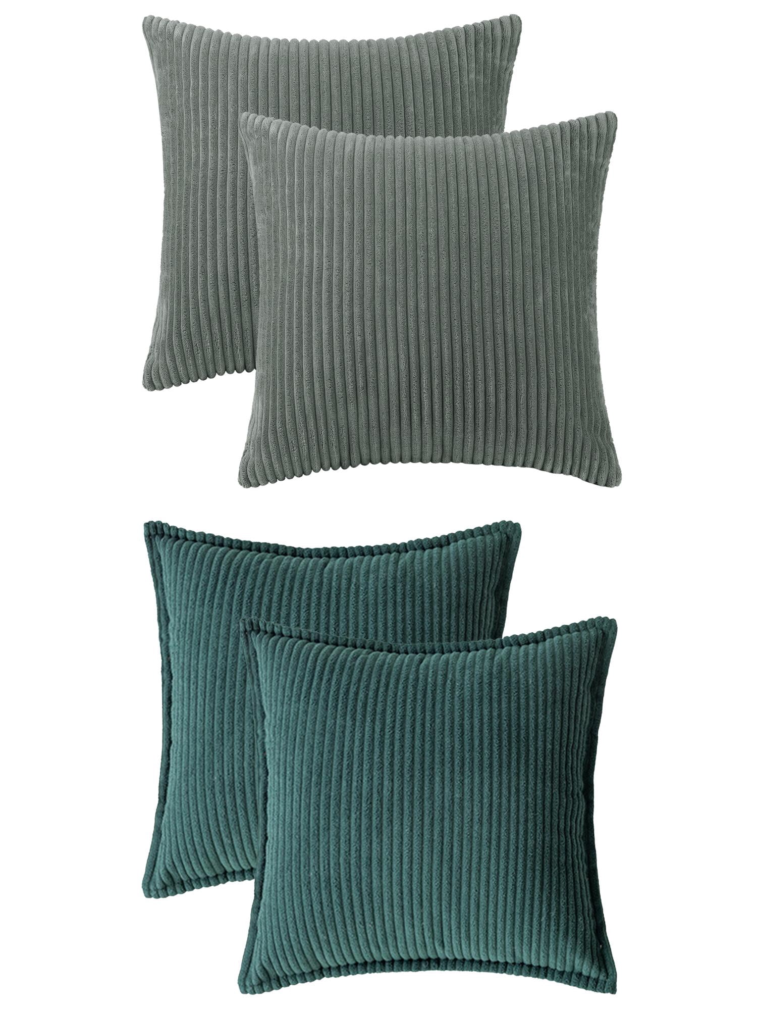 Unique Bargains 4 Pcs Striped Modern Couch Sofa Pillow Covers Grey/Dark Green