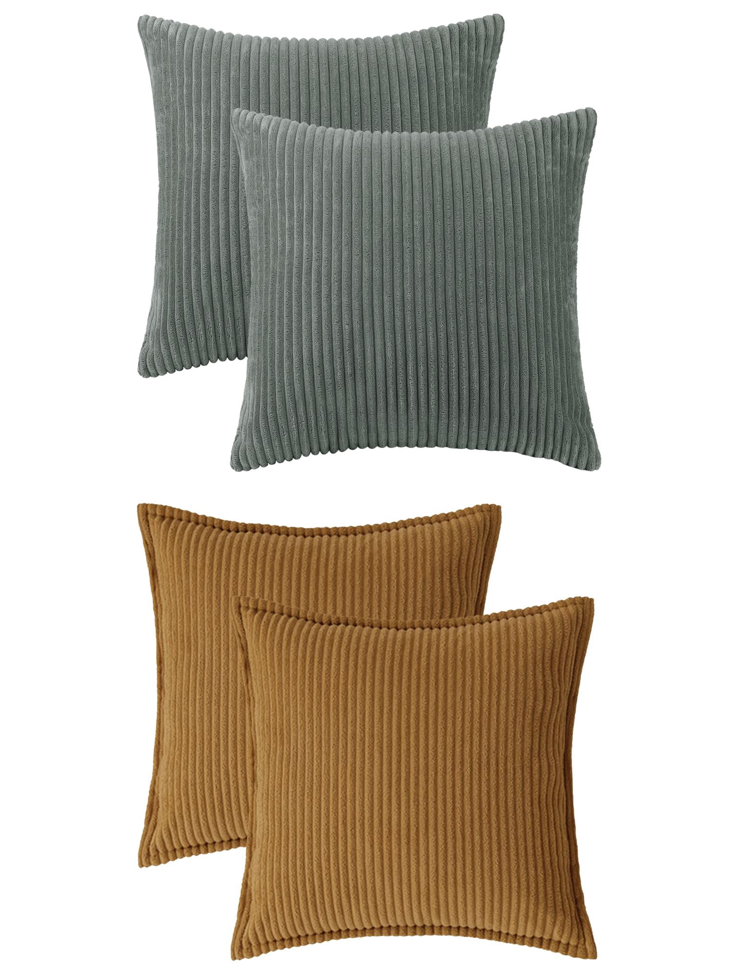 Unique Bargains 4 Pcs Striped Modern Couch Sofa Pillow Covers Grey/Dark Yellow
