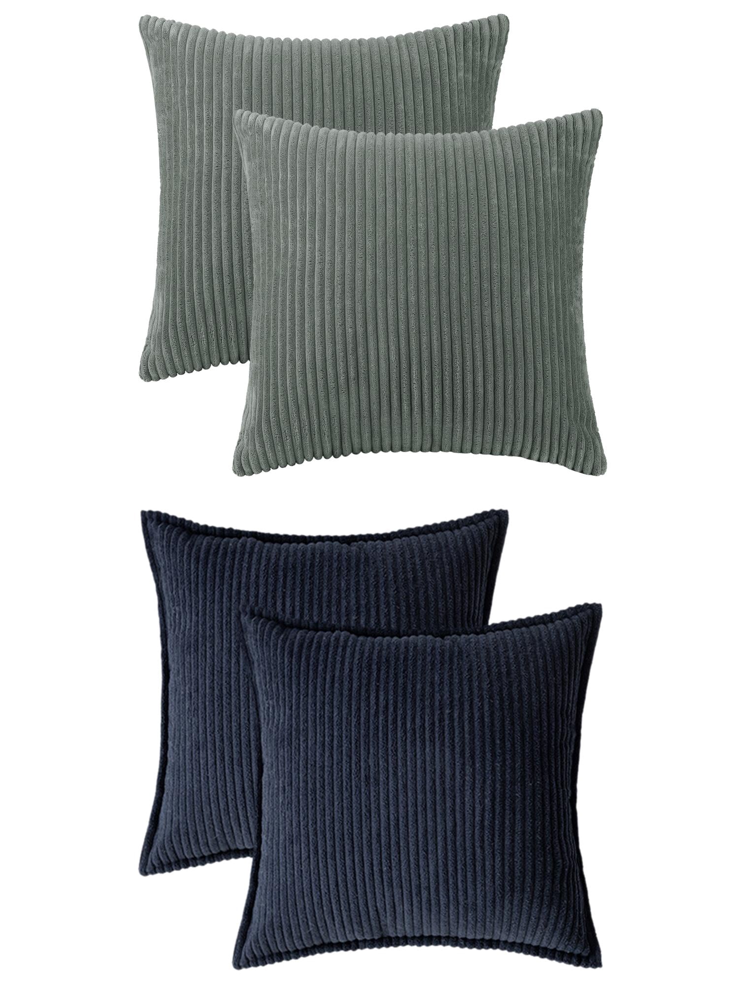 Unique Bargains 4 Pcs Striped Modern Couch Sofa Pillow Covers Grey/Navy Blue