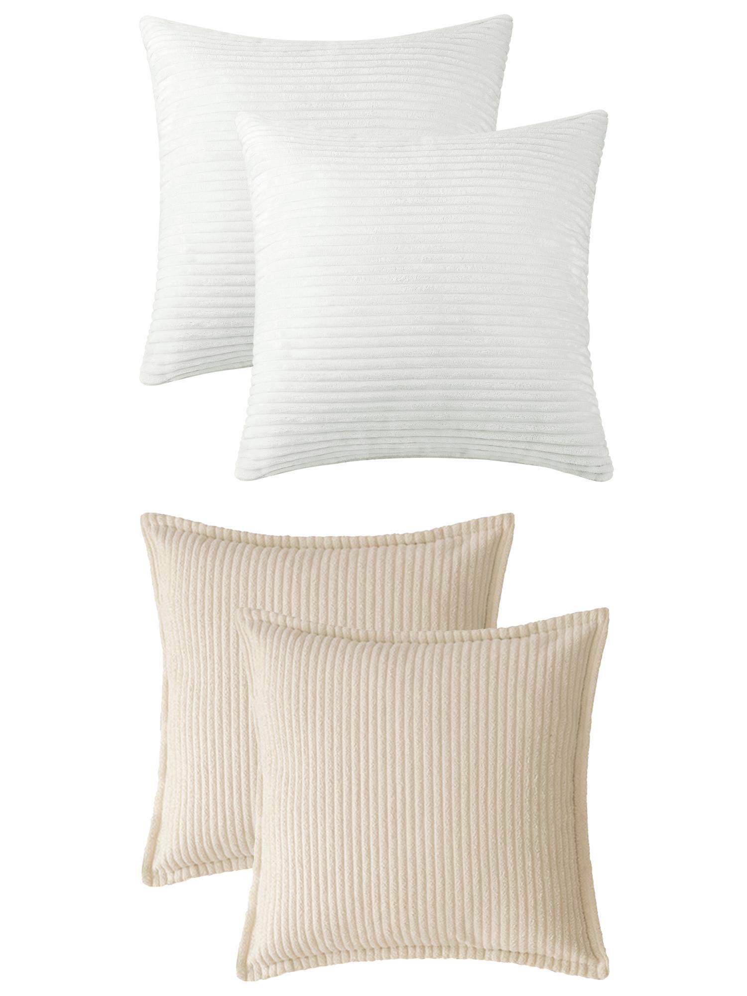 Unique Bargains 4 Pcs Striped Modern Couch Sofa Pillow Covers White/Beige