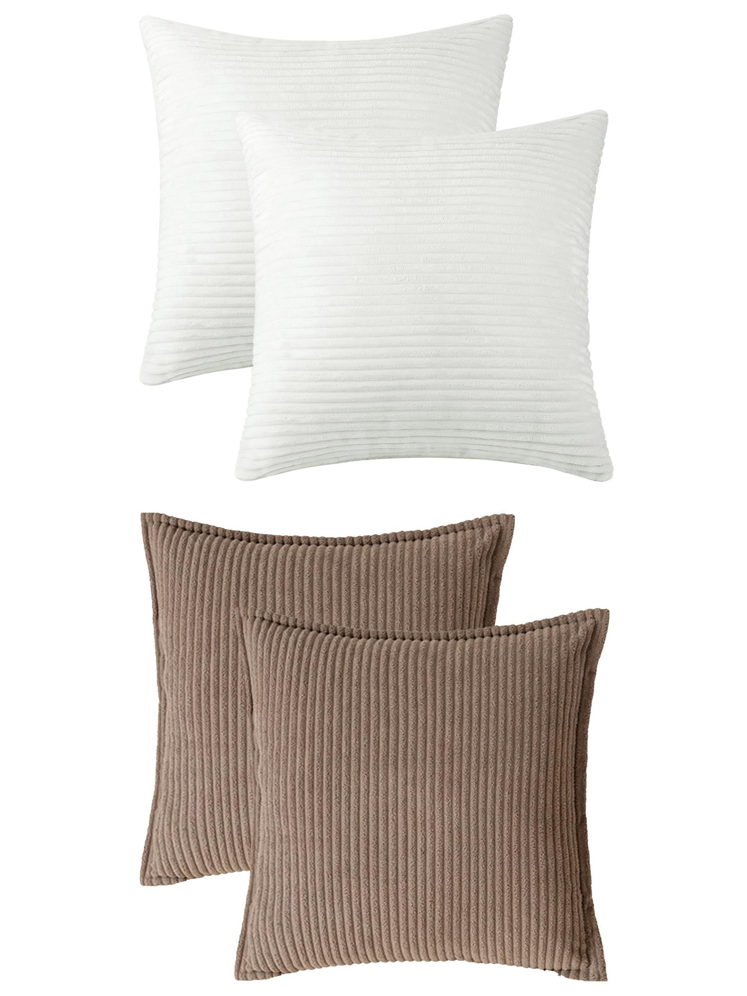 Unique Bargains 4 Pcs Striped Modern Couch Sofa Pillow Covers White/Brown