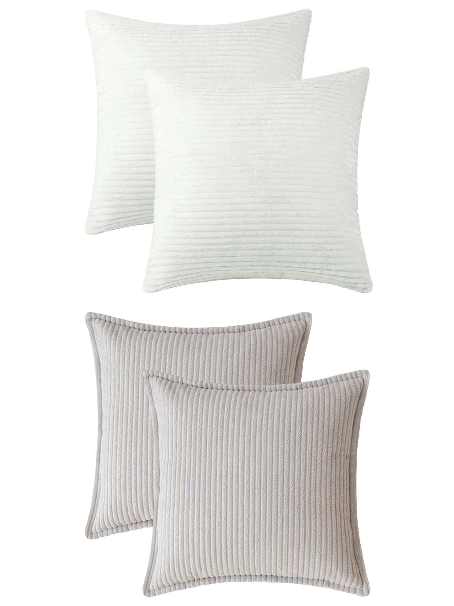 Unique Bargains 4 Pcs Striped Modern Couch Sofa Pillow Covers White/Light Grey