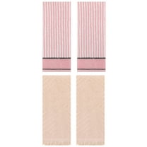 Unique Bargains 4 Pcs Striped Pattern Soft Hand Towels 13 x 29 Inch Pink/Brown