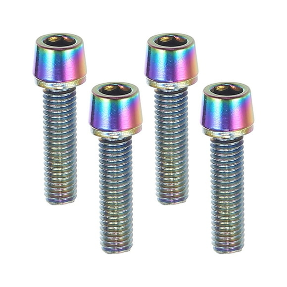 Unique Bargains 4 Pcs Tapered Bolts Screws for MTB Bike Bicycle Stem M5x20mm Socket Head Cap Bolts Steel Assorted Color