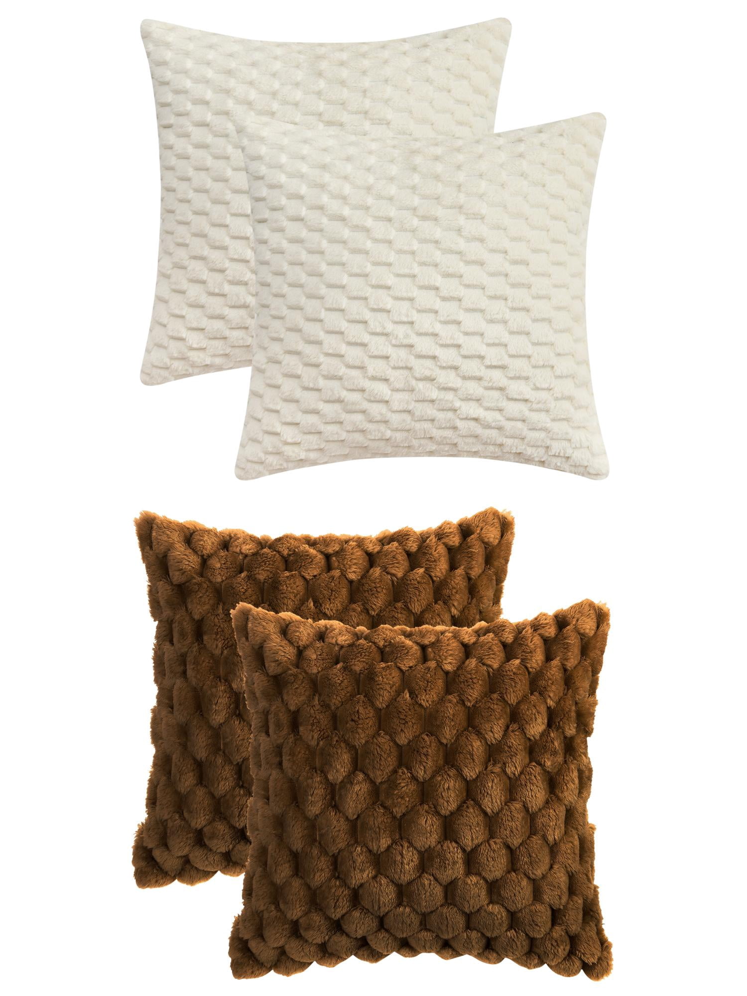 Unique Bargains 4 Pcs Throw Pillow Covers Cushion 16" x 16" Dark Brown/White