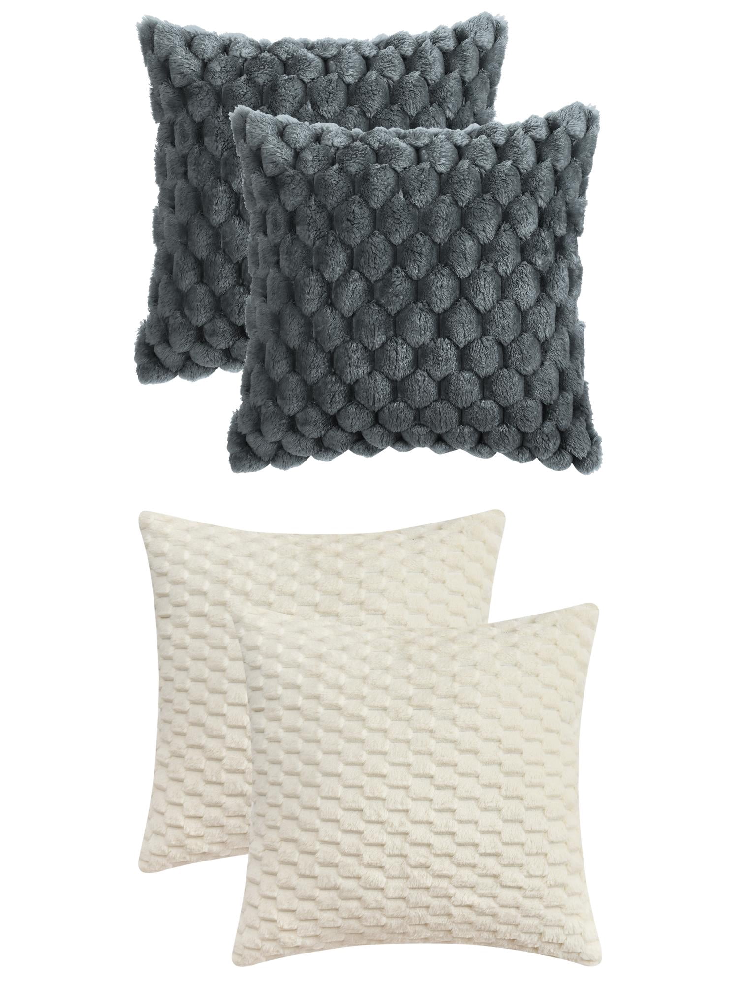 Unique Bargains 4 Pcs Throw Pillow Covers Cushion 16" x 16" Gray/White