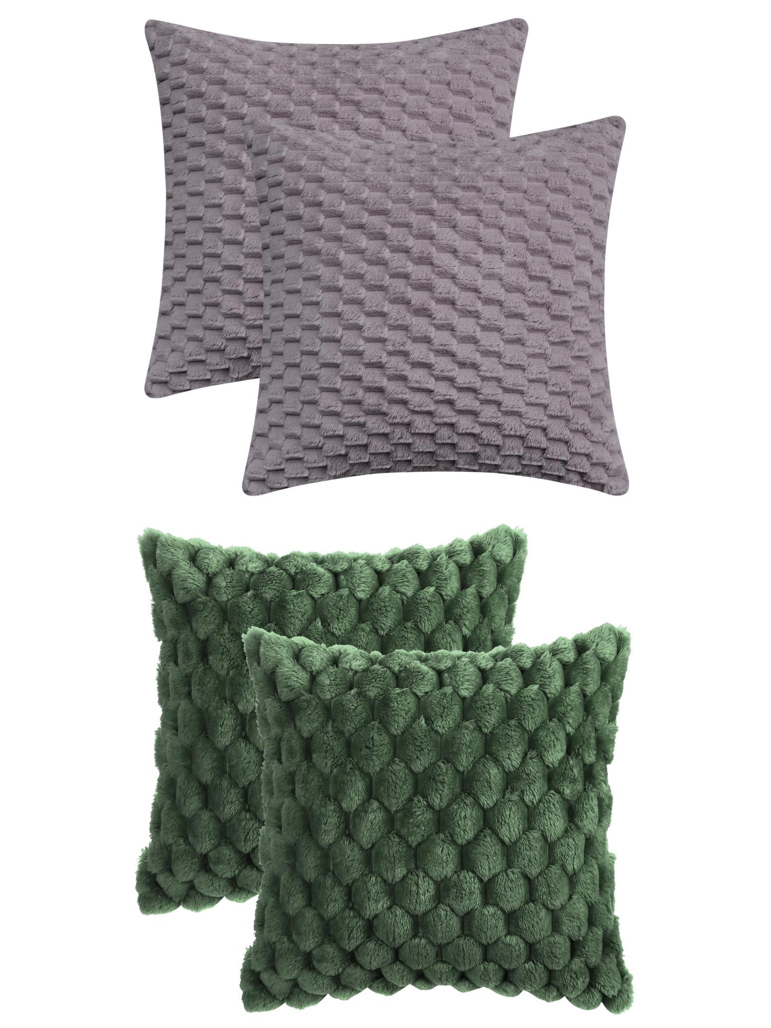 Unique Bargains 4 Pcs Throw Pillow Covers Cushion 16" x 16" Green/Grey