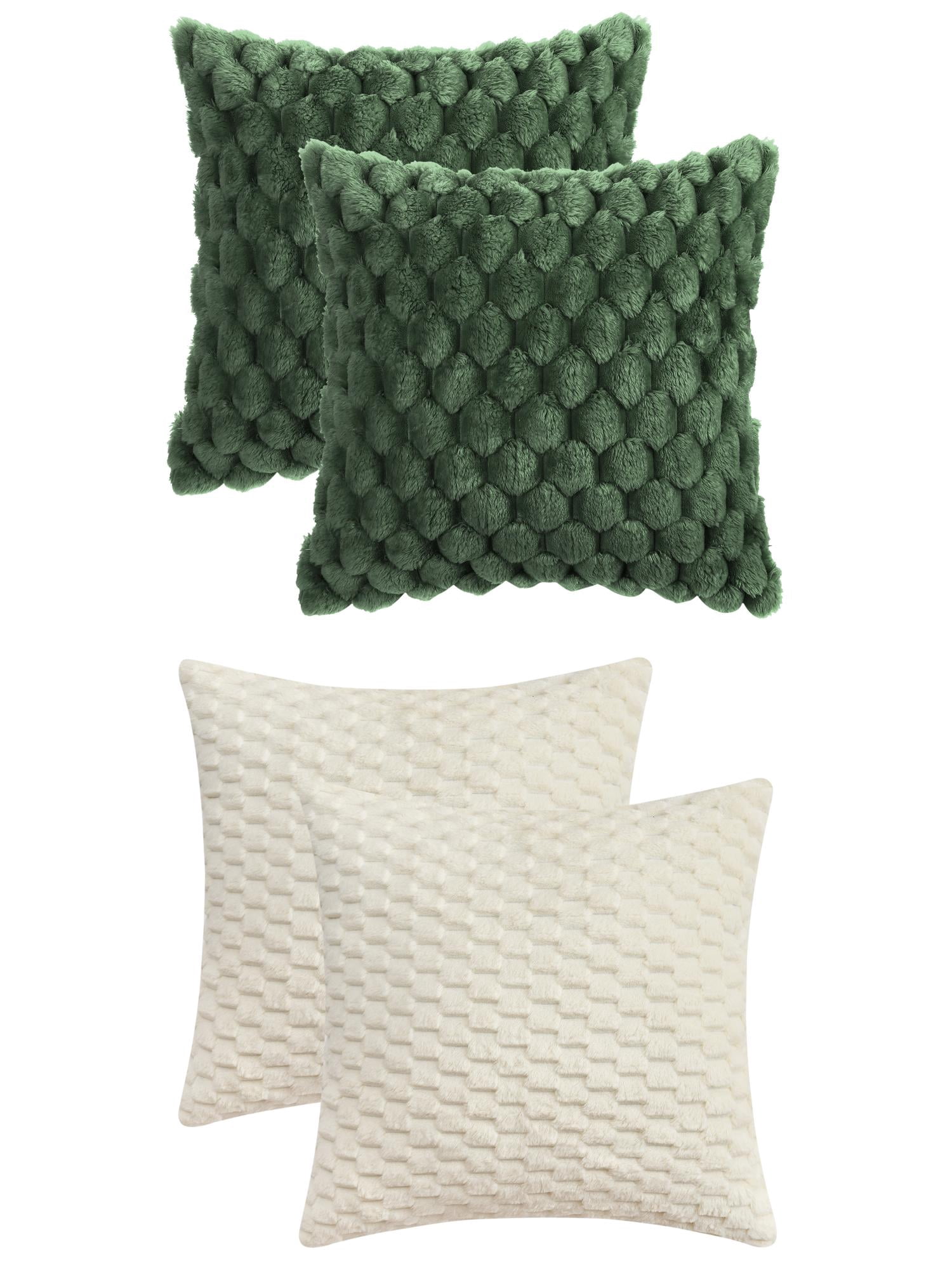 Unique Bargains 4 Pcs Throw Pillow Covers Cushion 16" x 16" Green/White