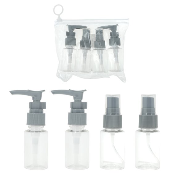 Unique Bargains 4 Pcs Travel Size Toiletries Bottles Containers Leakproof Squeezable Refillable Travel Bottles Set Black