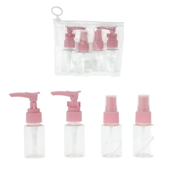 Unique Bargains 4 Pcs Travel Size Toiletries Bottles Containers Leakproof Squeezable Refillable Travel Bottles Set Pink
