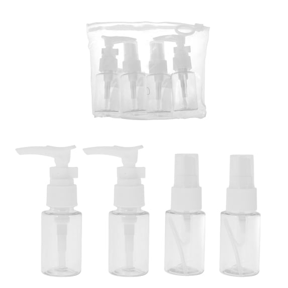 Unique Bargains 4 Pcs Travel Size Toiletries Bottles Containers Leakproof Squeezable Refillable Travel Bottles Set White
