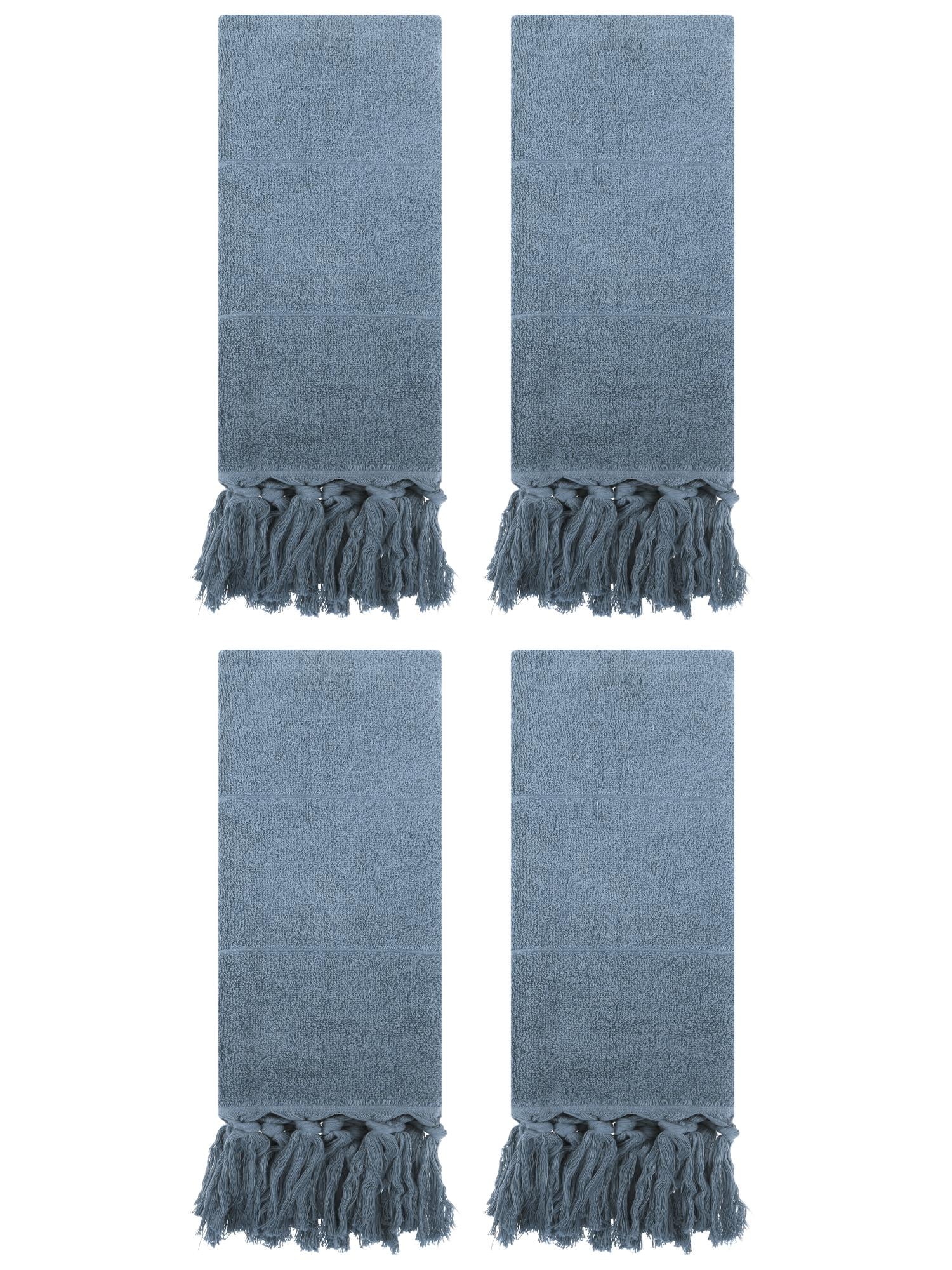 Unique Bargains 4 Pcs Turkish Hand Towels Blue 14" x 30"