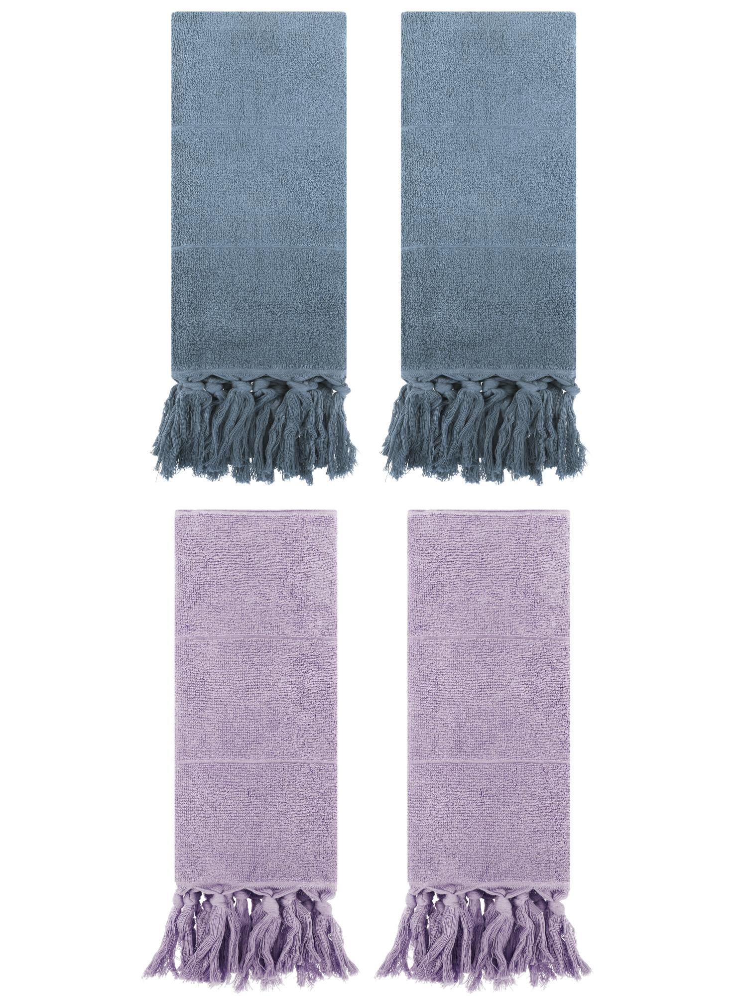Unique Bargains 4 Pcs Turkish Hand Towels Blue/Purple 14" x 30"
