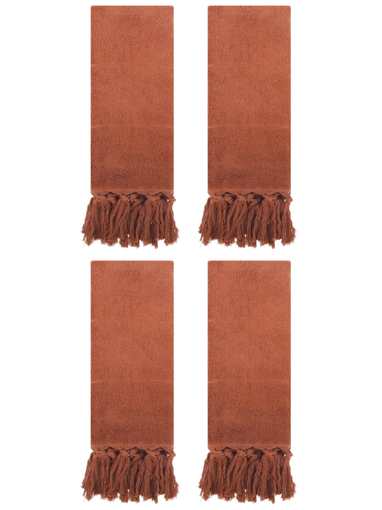 Unique Bargains 4 Pcs Turkish Hand Towels Brown 14" x 30"