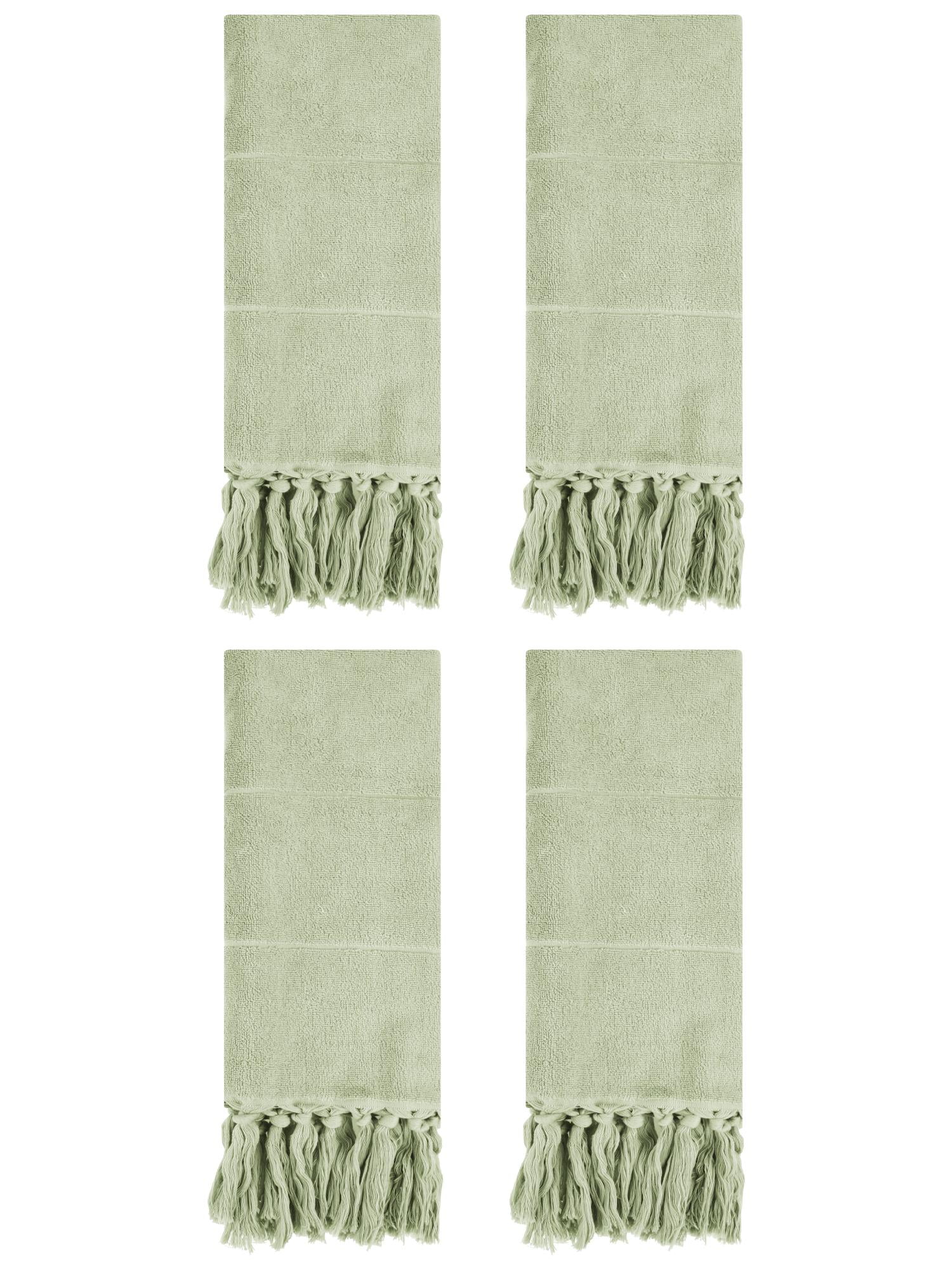 Unique Bargains 4 Pcs Turkish Hand Towels Green 14" x 30"