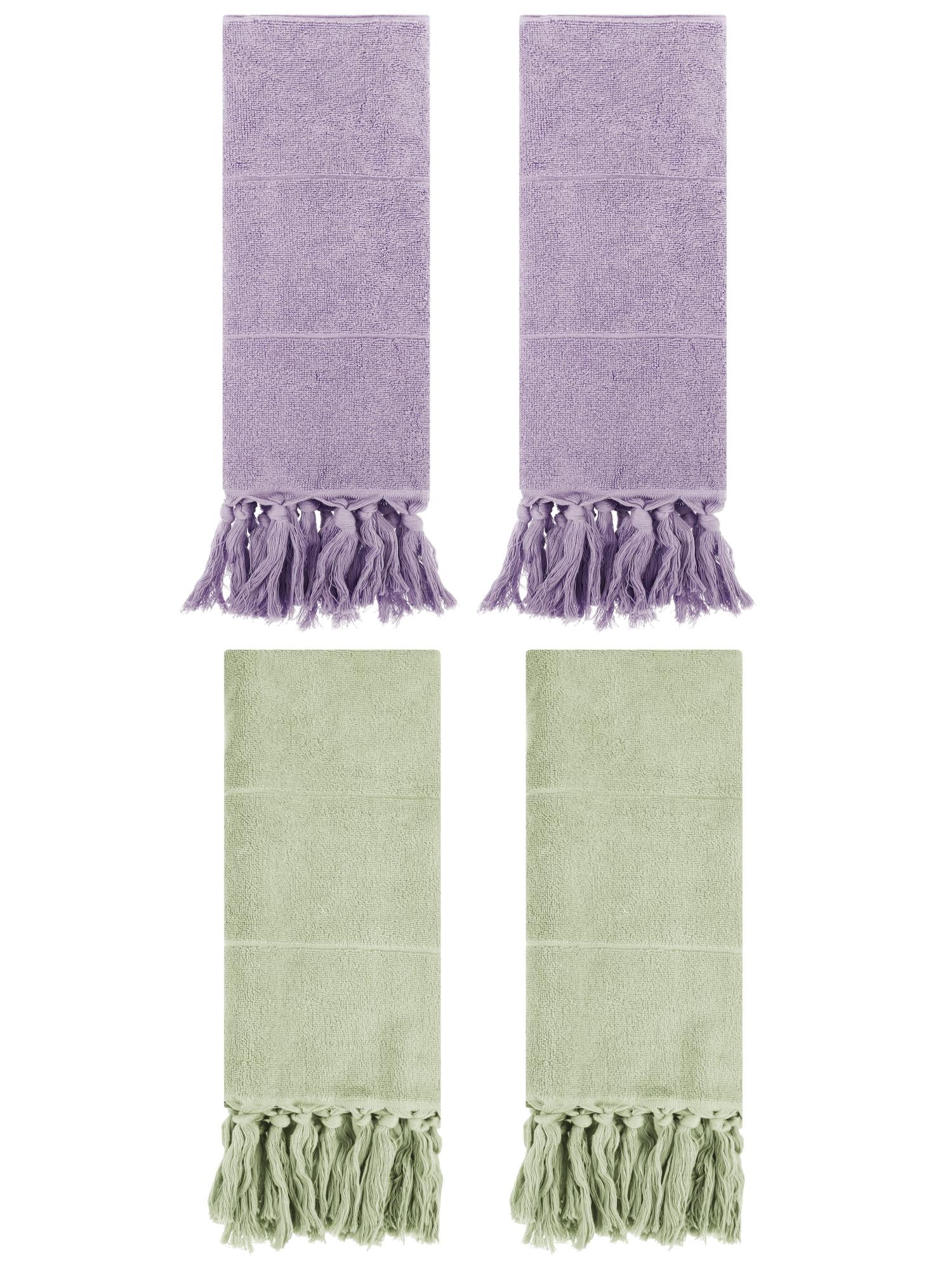Unique Bargains 4 Pcs Turkish Hand Towels Green/Purple 14" x 30"
