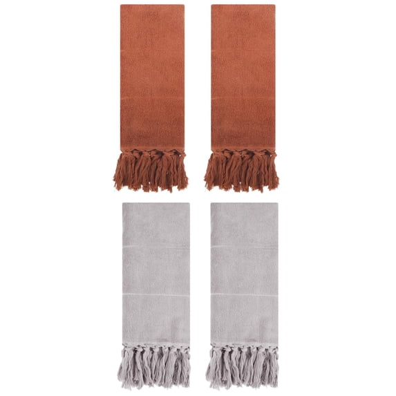 Unique Bargains 4 Pcs Turkish Hand Towels Grey/Brown 14" x 30"
