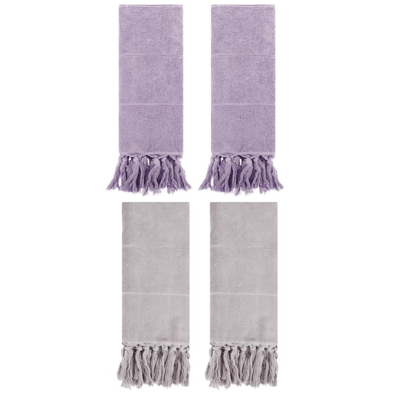 Unique Bargains 4 Pcs Turkish Hand Towels Grey/Purple 14" x 30"