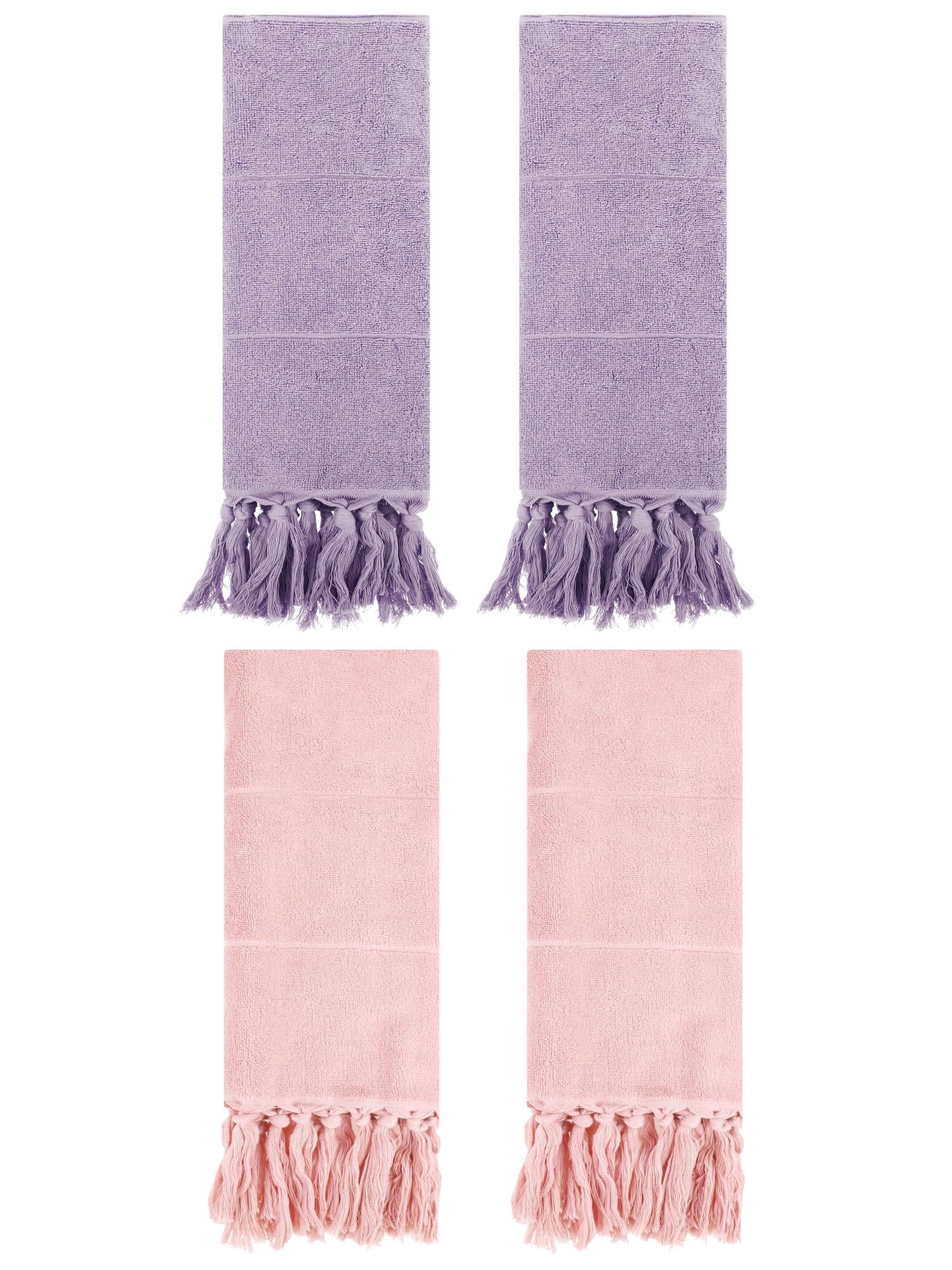 Unique Bargains 4 Pcs Turkish Hand Towels Pink/Purple 14" x 30"