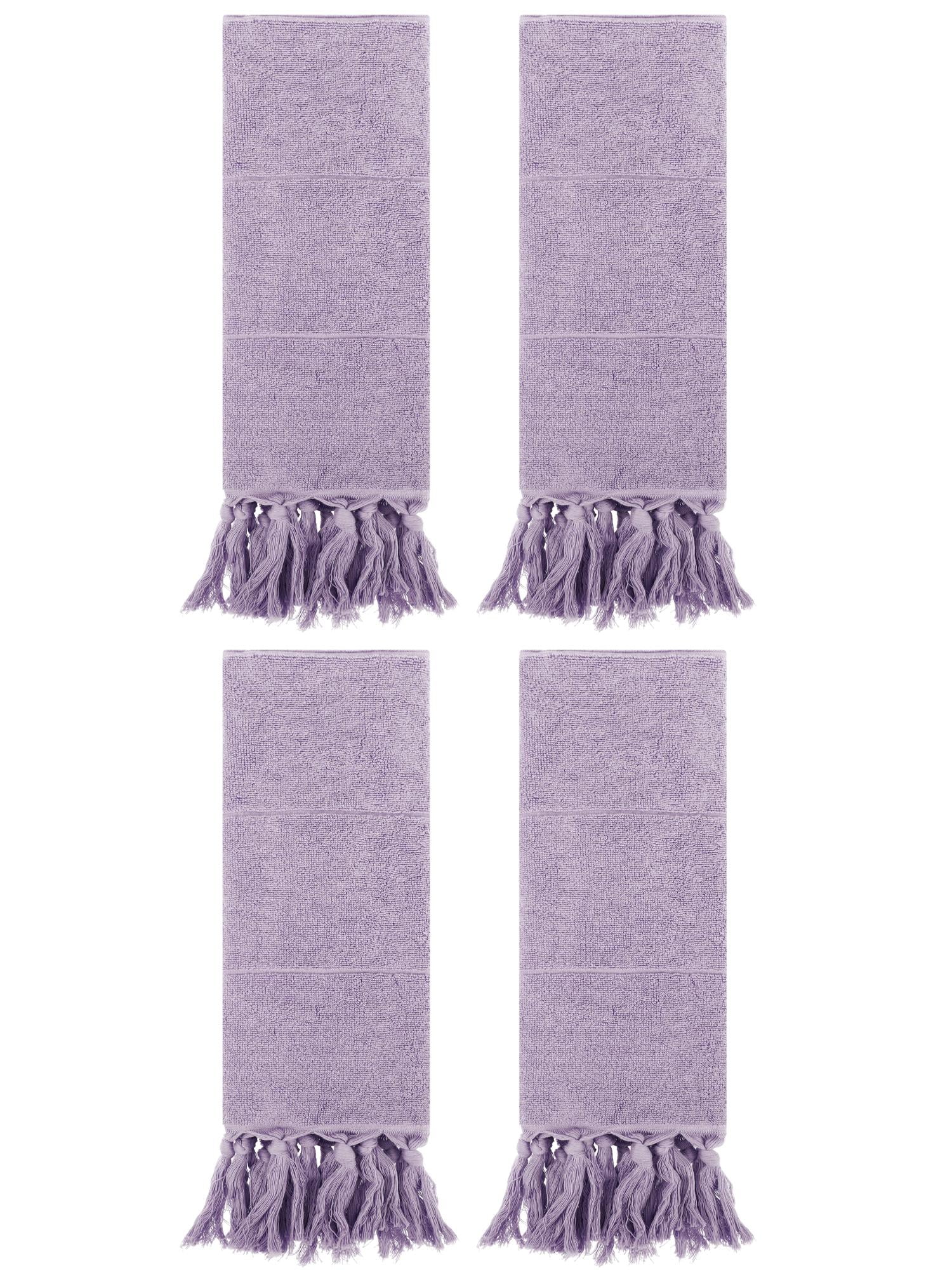 Unique Bargains 4 Pcs Turkish Hand Towels Purple 14" x 30"