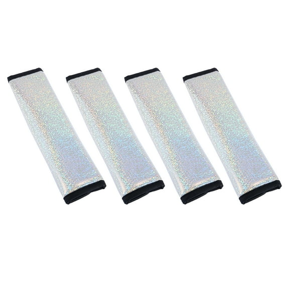 Unique Bargains 4 Pcs Universal Bling Car Safety Seat Belt Strap Cover Shoulder Pad Mat Cushion White