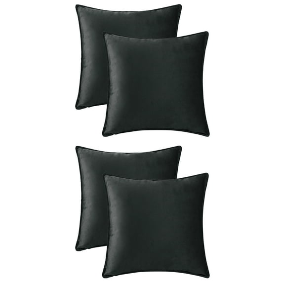 Unique Bargains 4 Pcs Velvet Solid Throw Pillow Covers Soft Cozy Pillowcases Home Decor Black 18" x 18"/20" x 20"