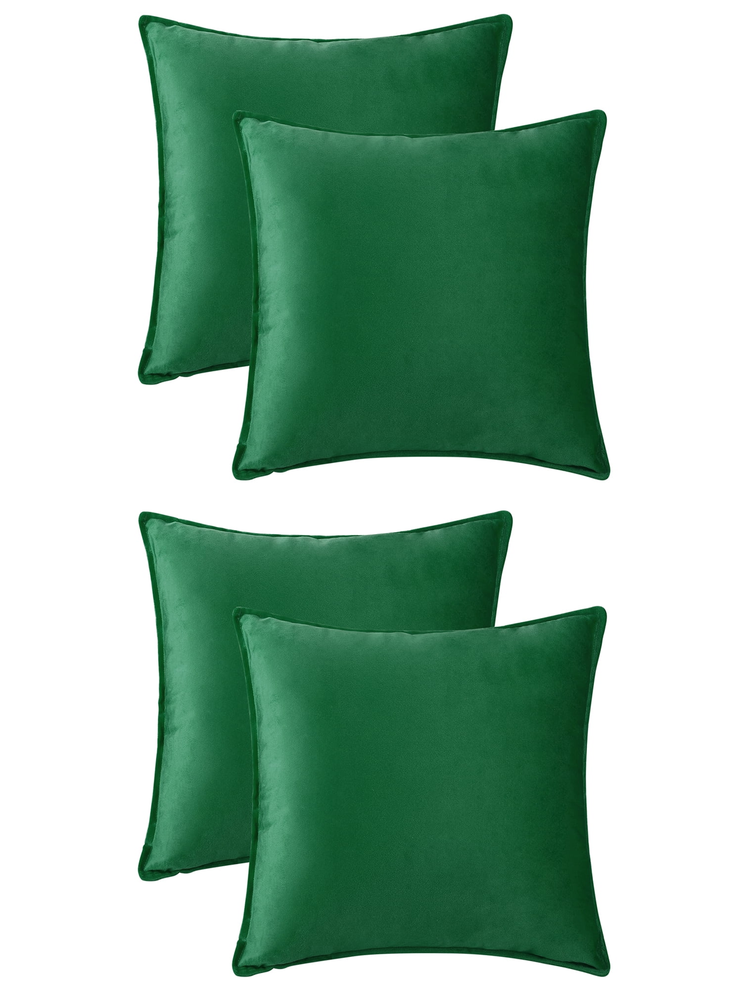 Unique Bargains 4 Pcs Velvet Solid Throw Pillow Covers Soft Cozy Pillowcases Home Decor Green 16" x 16"/20" x 20"