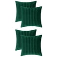 thumbnail image 1 of Unique Bargains 4 Pcs Velvet Striped Throw Pillow Covers Pleated Front Cushion Covers Green 18" x 18", 1 of 6