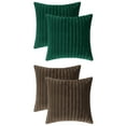 thumbnail image 1 of Unique Bargains 4 Pcs Velvet Striped Throw Pillow Covers Pleated Front Cushion Covers Green/Brown 18" x 18", 1 of 6