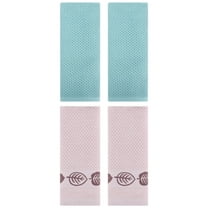 Unique Bargains 4 Pcs Waffle Cotton Hand Towel Light Blue/Brown 13" x 30"/13" x 29"