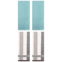 Unique Bargains 4 Pcs Waffle Hand Towels Light Blue/Grey 13" x 30"/13" x 29"